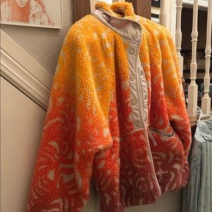 Vibrant Orange and Yellow Sherpa Jacket- free people